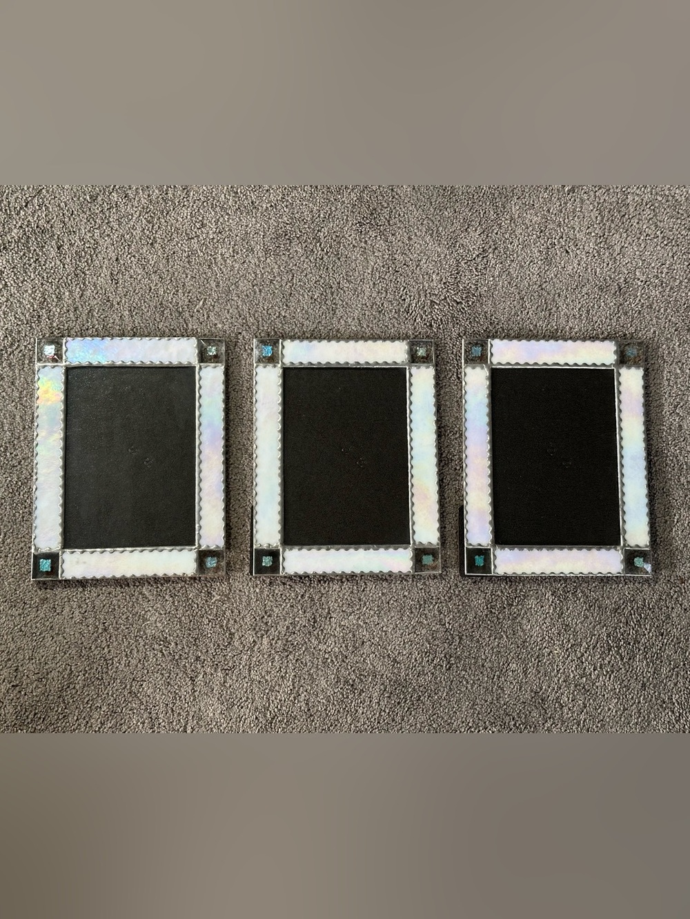 Set of 3 Stained Glass Iridescent Pearlescent Picture Frames Whimsigoth 90s Y2K